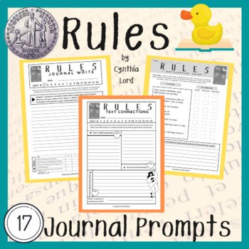 Rules by Cynthia Lord Comprehension Journal Writes
