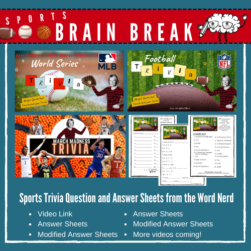 Sports Trivia Game Printable Answer Sheets + video games