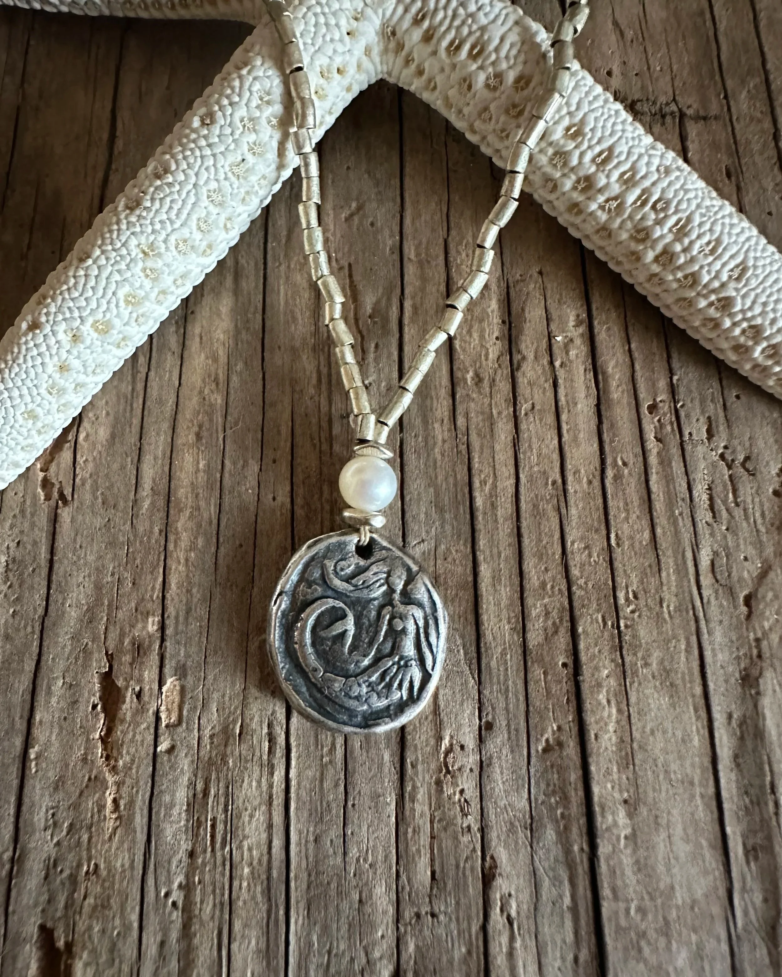 MERMAID Silver Pendant Short NEcklace