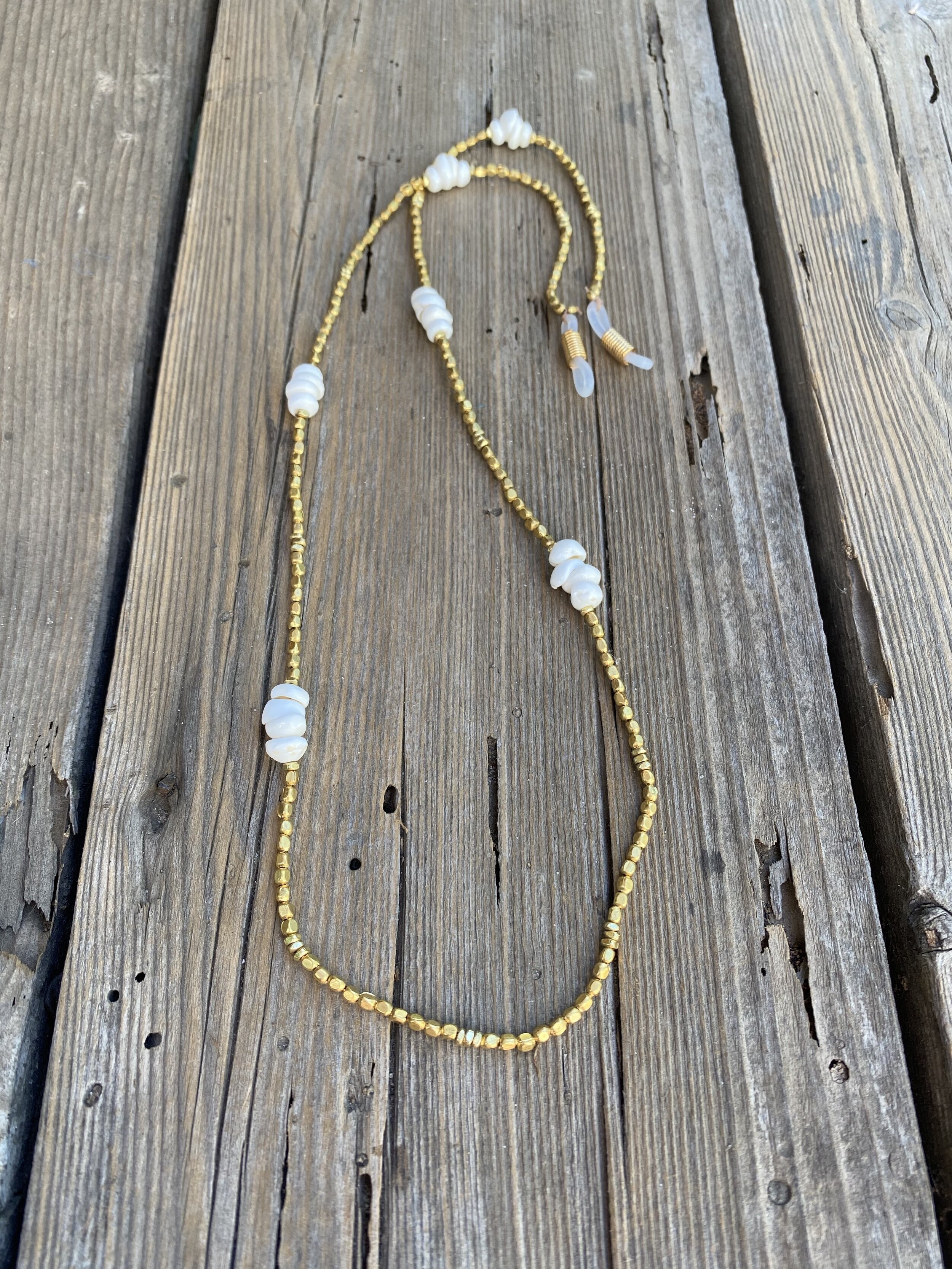 Puka &amp; Brass Eye Glass Holder