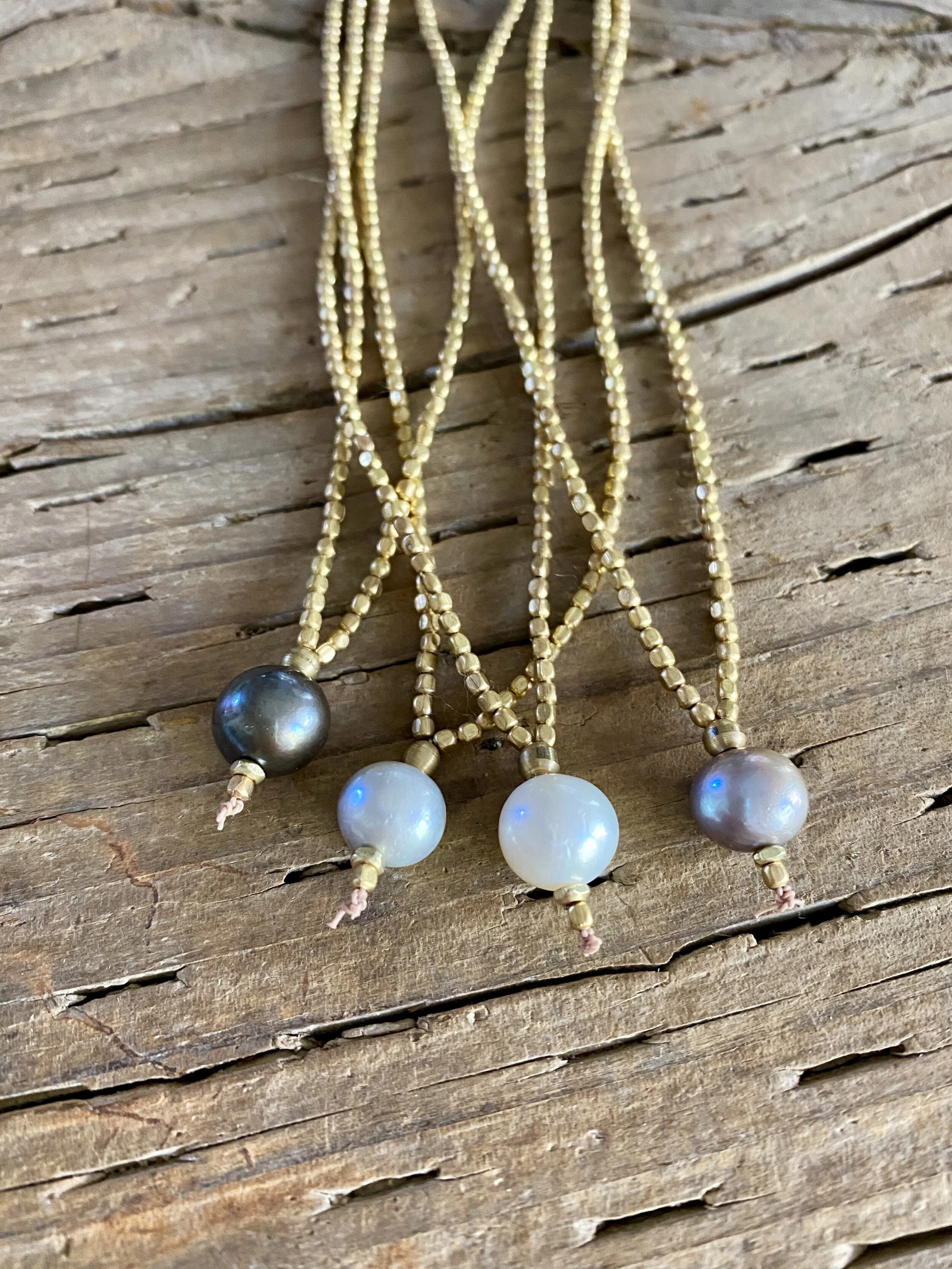 AVALON Brass Bead Pearl Necklace