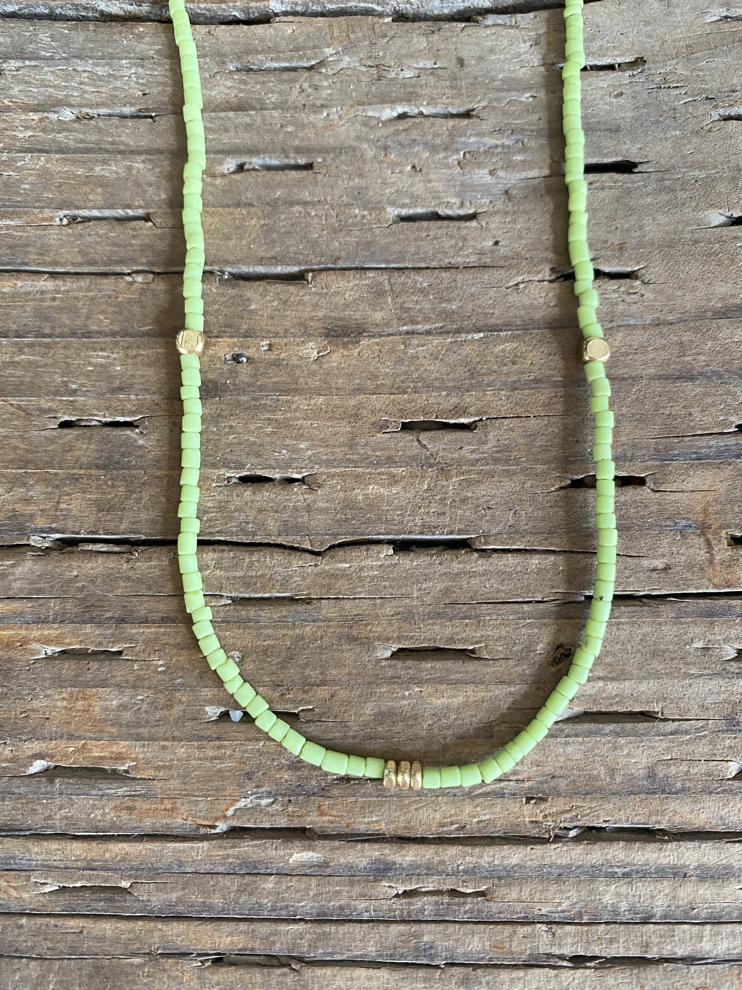LIME Glass & Brass Strand Necklace