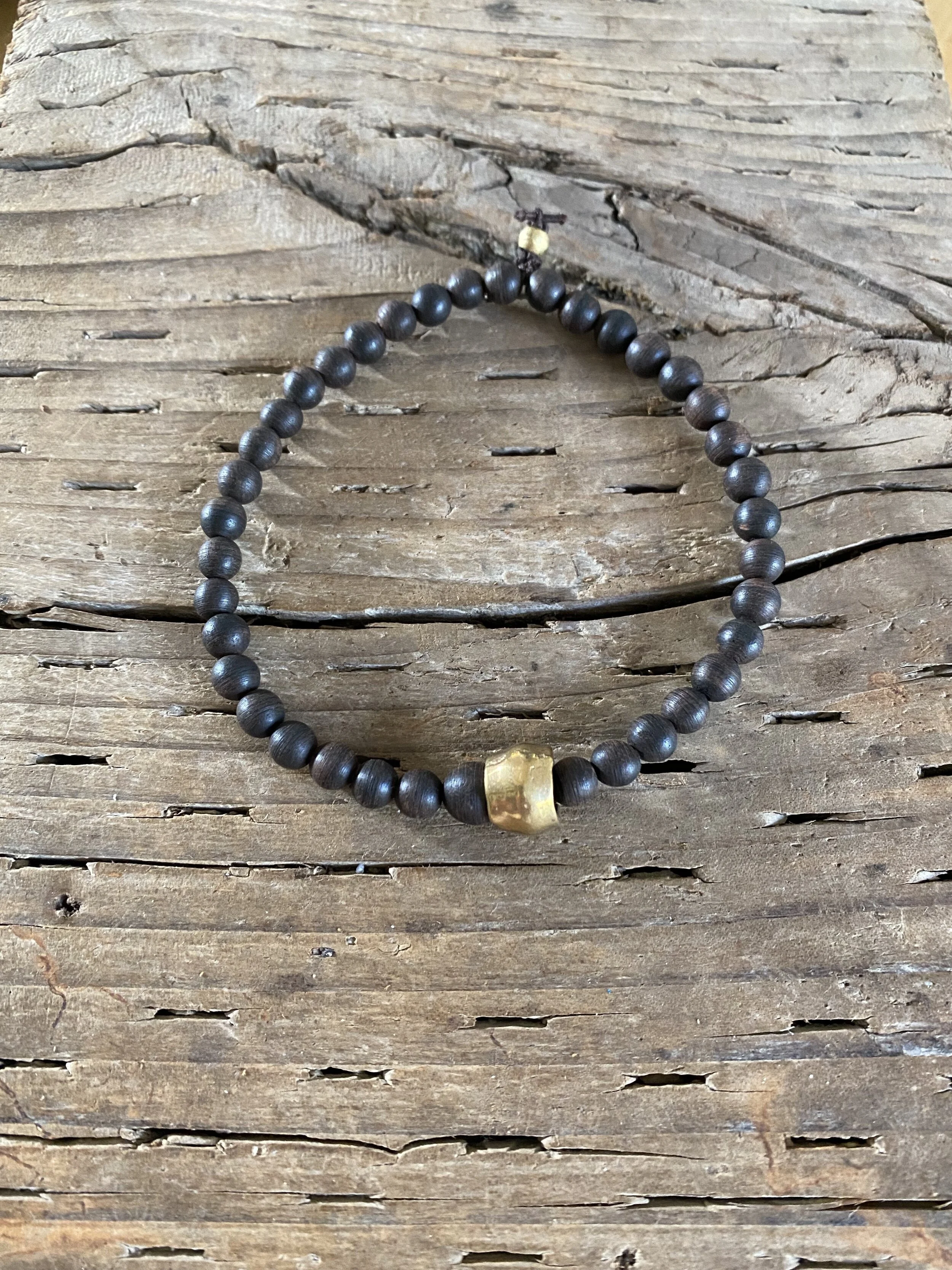 COCOA Wood Brass Stretchy Bracelet