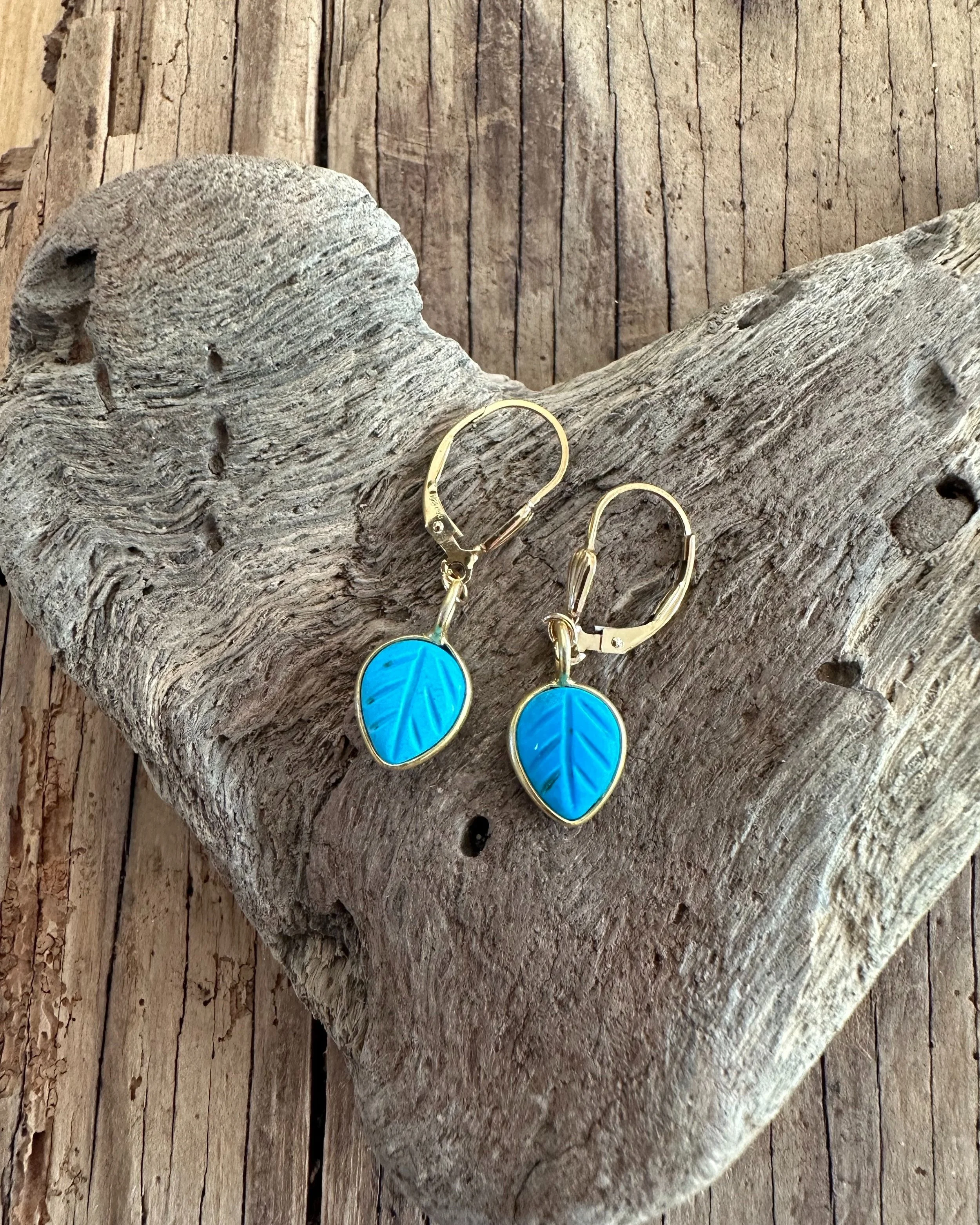 Turquoise Leaf Drop Earrings