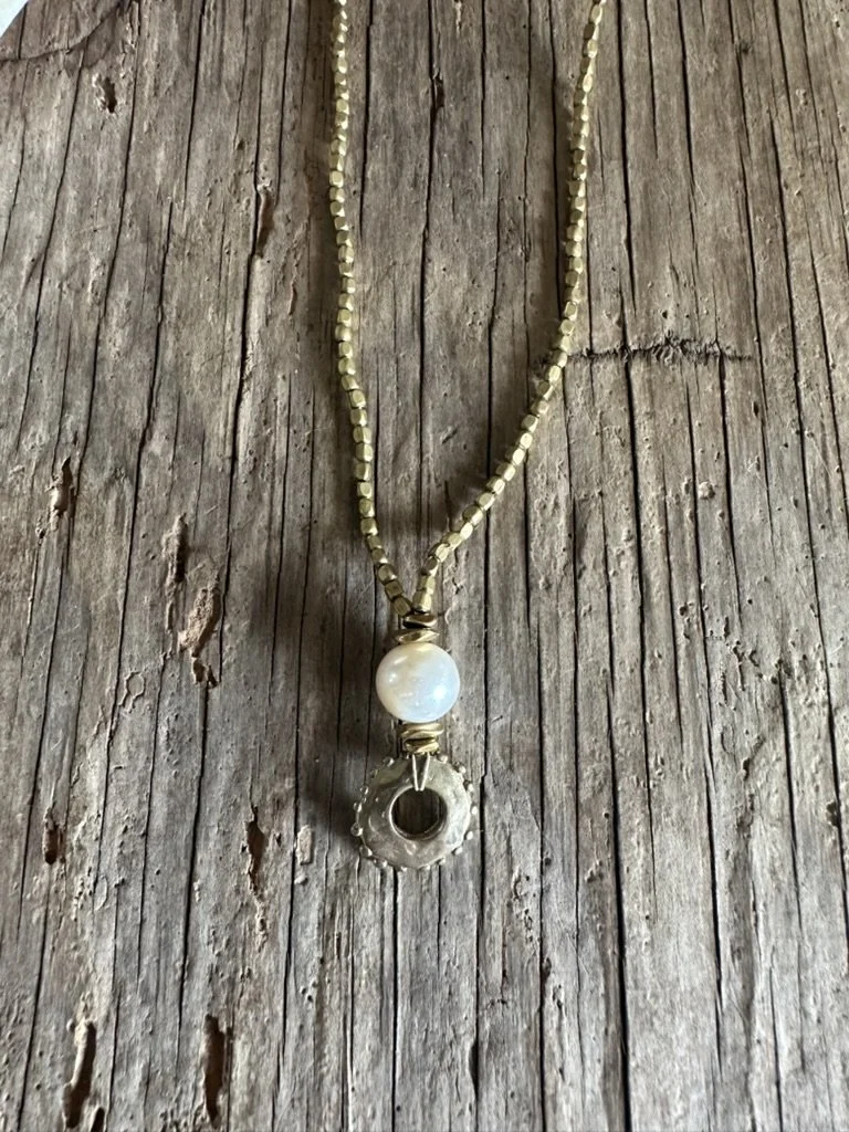 PEARL Circle Pendant Long Necklace