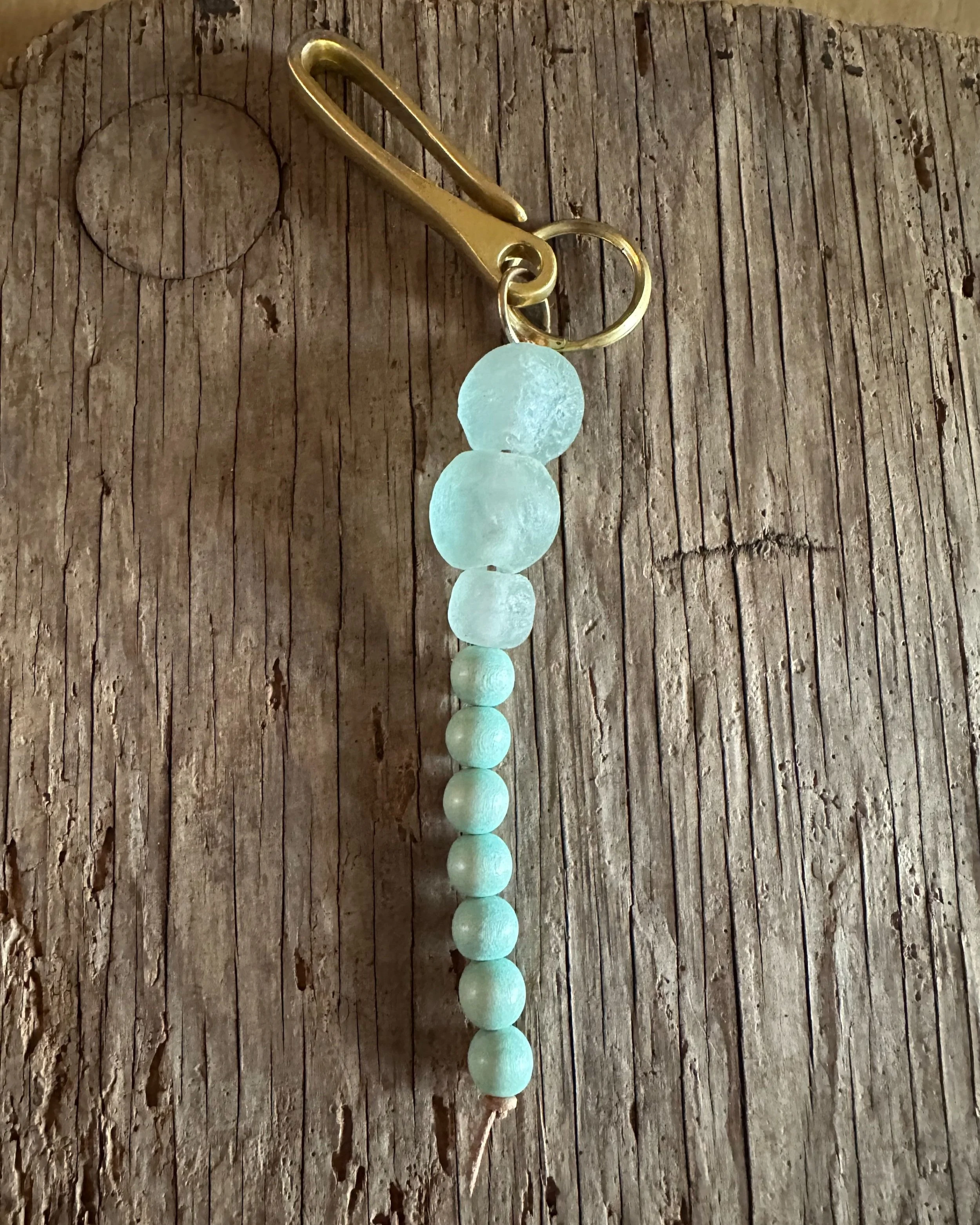 SKY Blue Beaded keychain