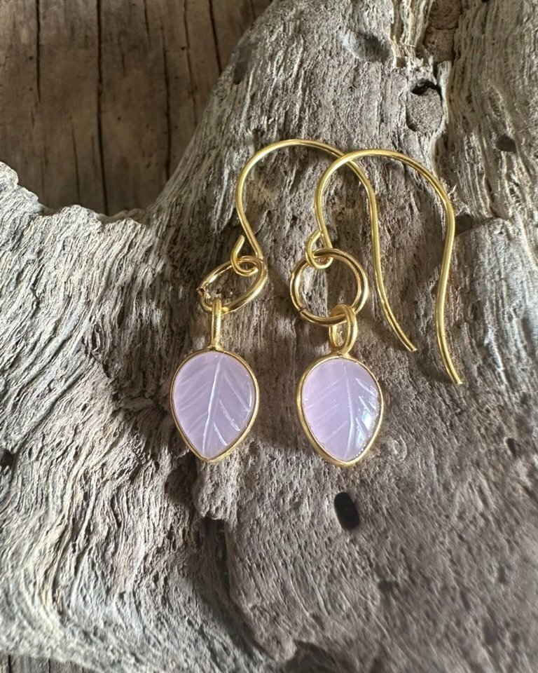 LEAF Rose Quartz Earrings