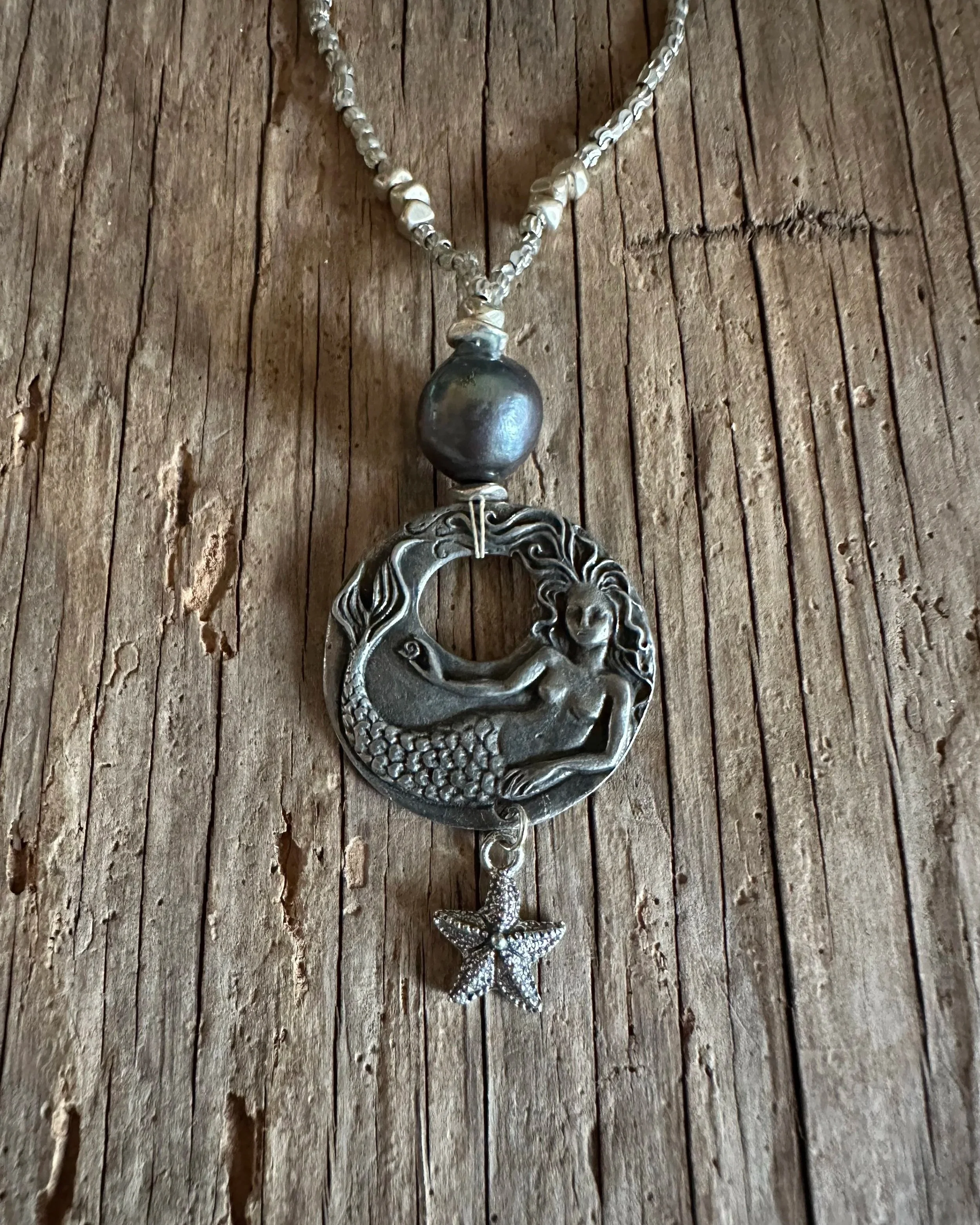 MERMAID Black Pearl Silver Necklace