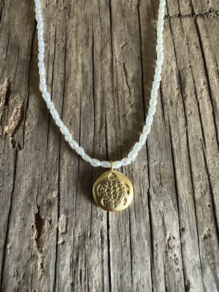 SEA Turtle Pearl Pendant Necklace