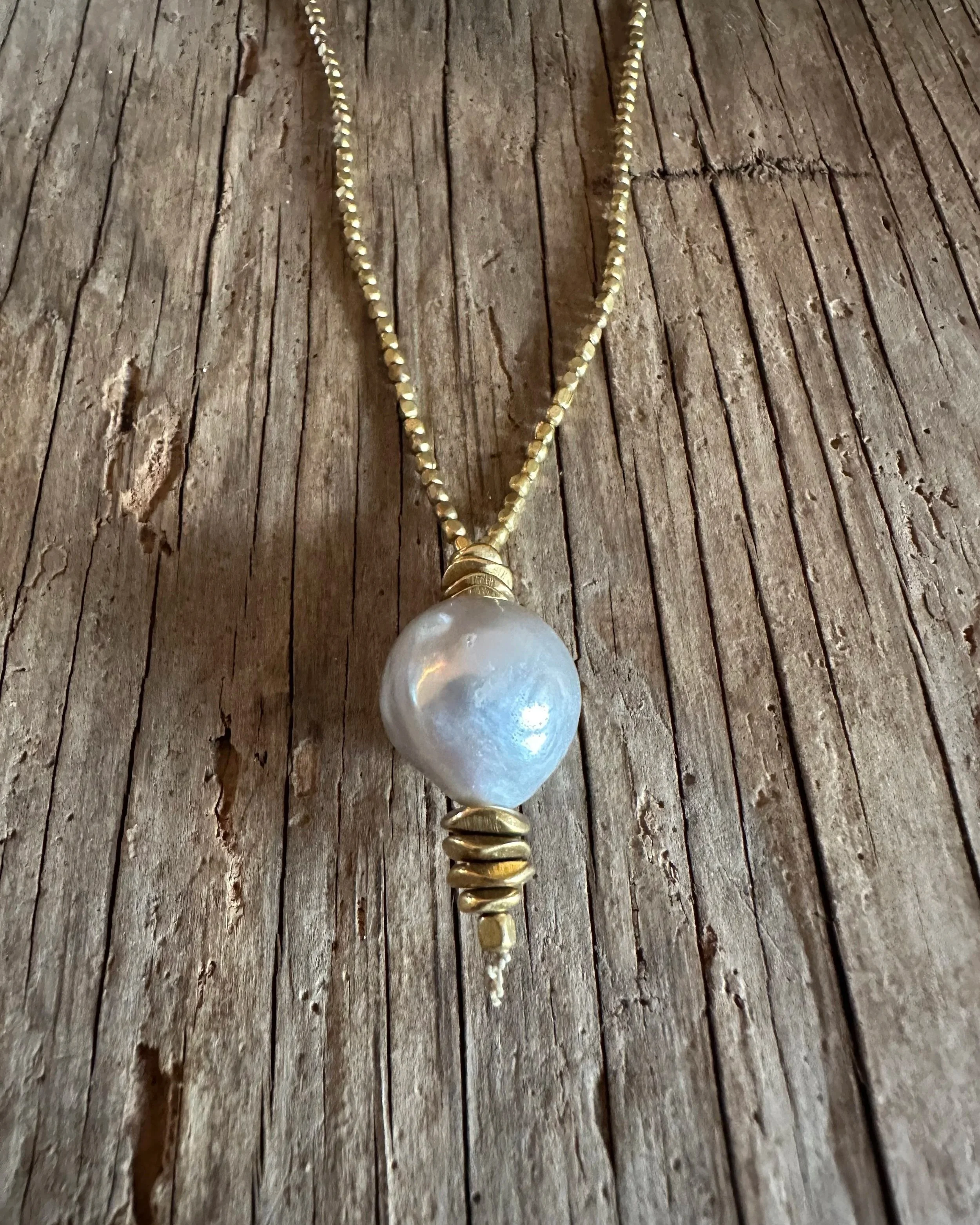 Silver Pearl Drop Necklace