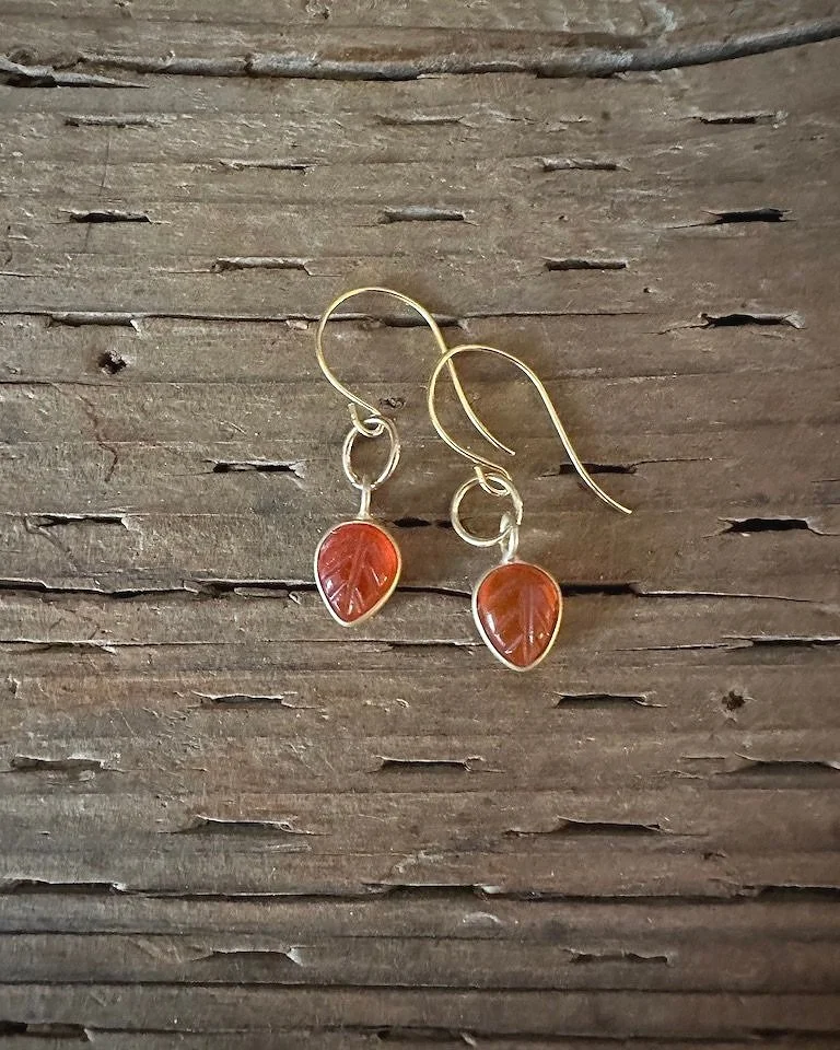 Carnelian Leaf Earrings