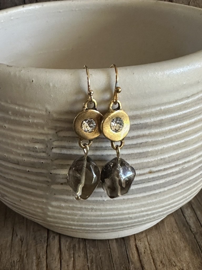 Crystal Charm Topaz Drop Earrings