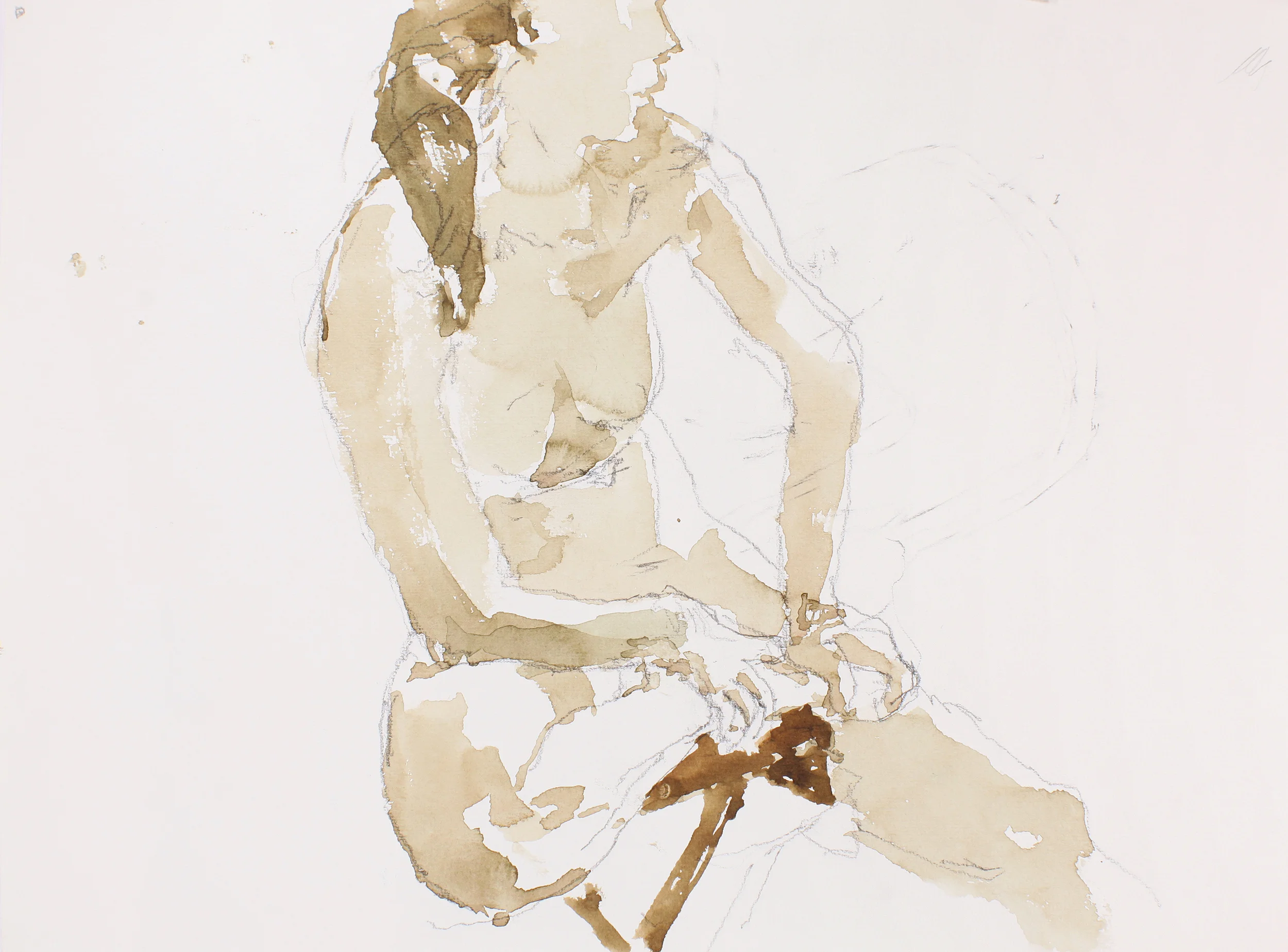 Seated Nude Holding Ankle Profile