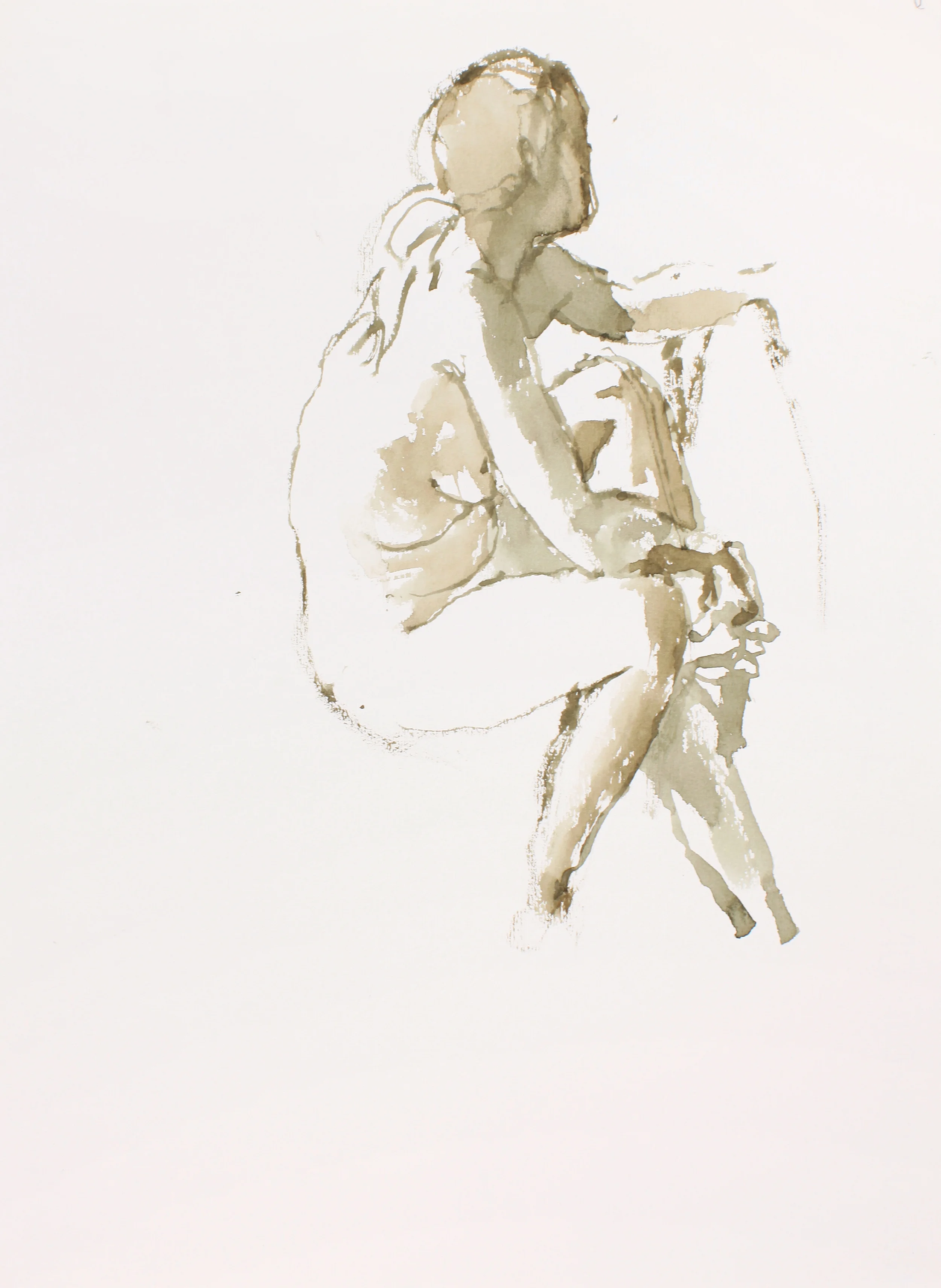 Nude on Sofa with Head Turned Away to Right