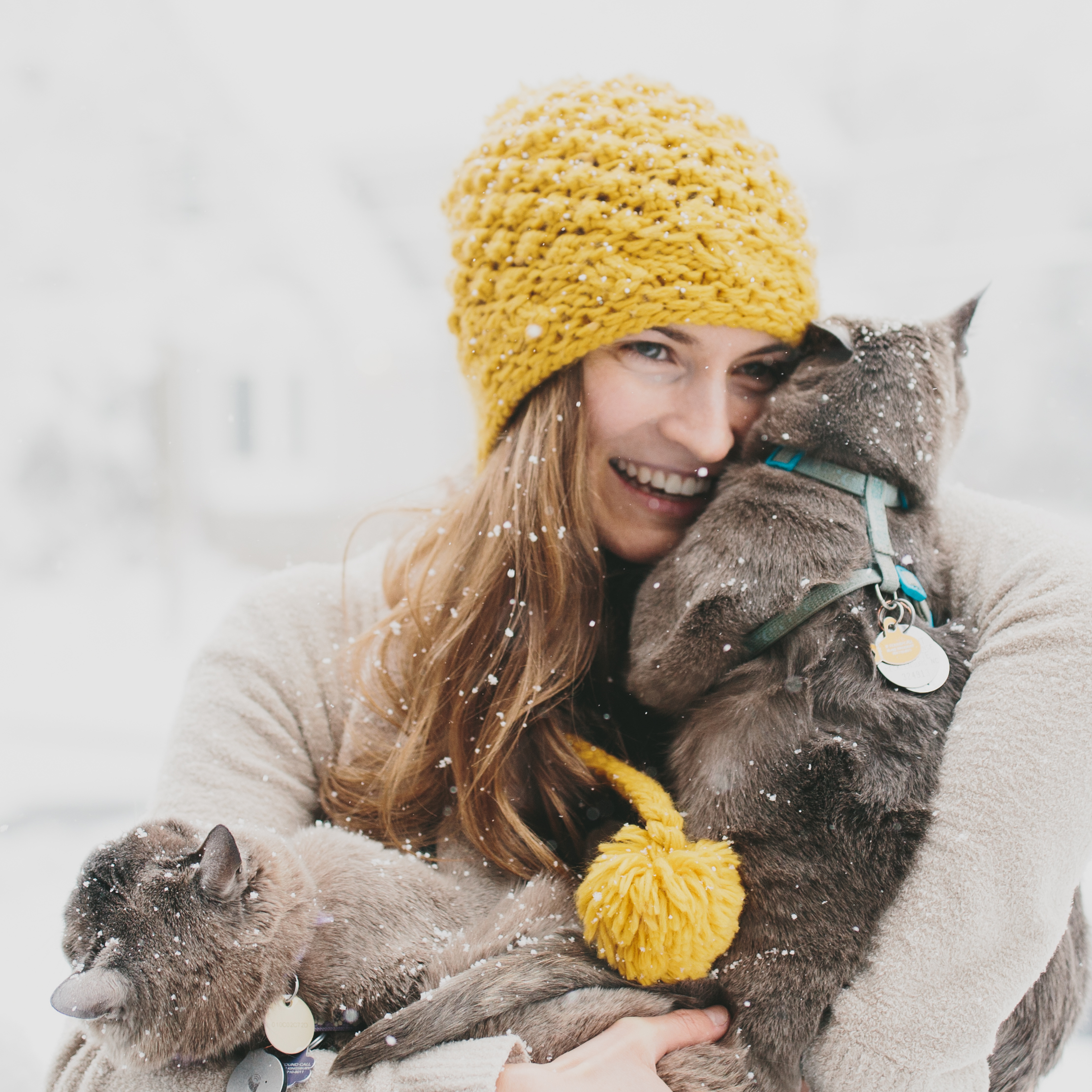 This is me with our kitties, the furry family members of our household.