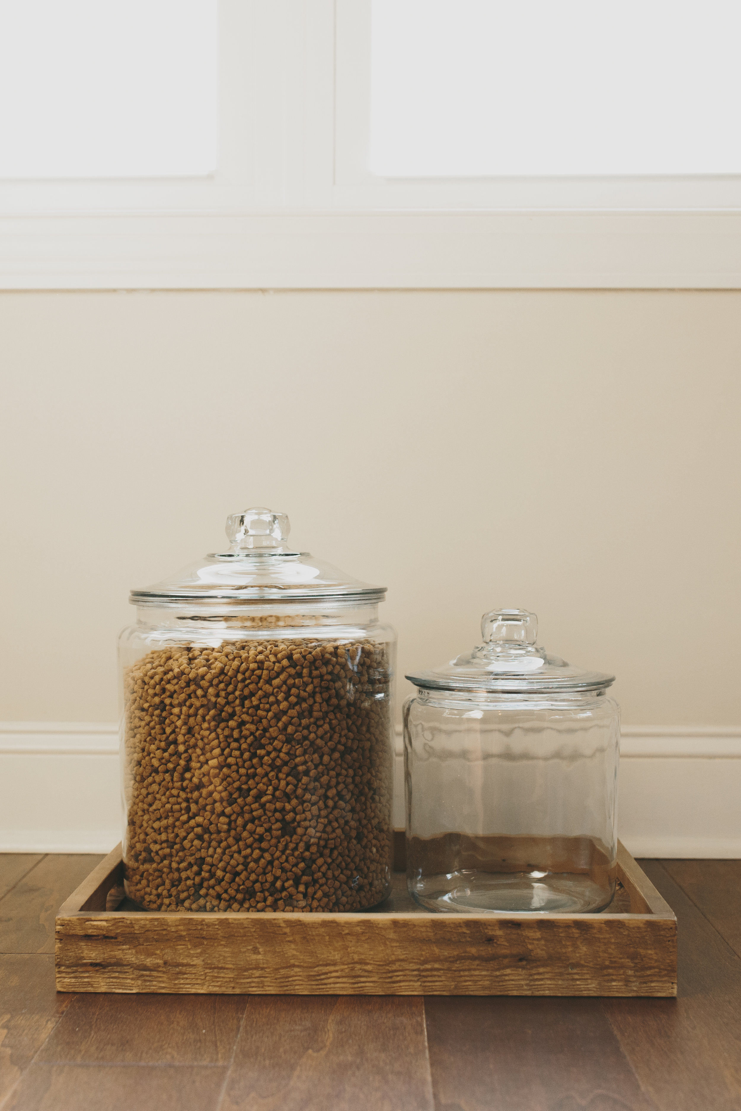 The smaller container here would be perfect for any pet treats. Our girls don't get treats other than the occasional tuna juice.