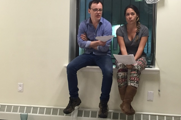Matthew with Jennifer Kipley, staging a scene from 'The World to Come' at Flux Sundays