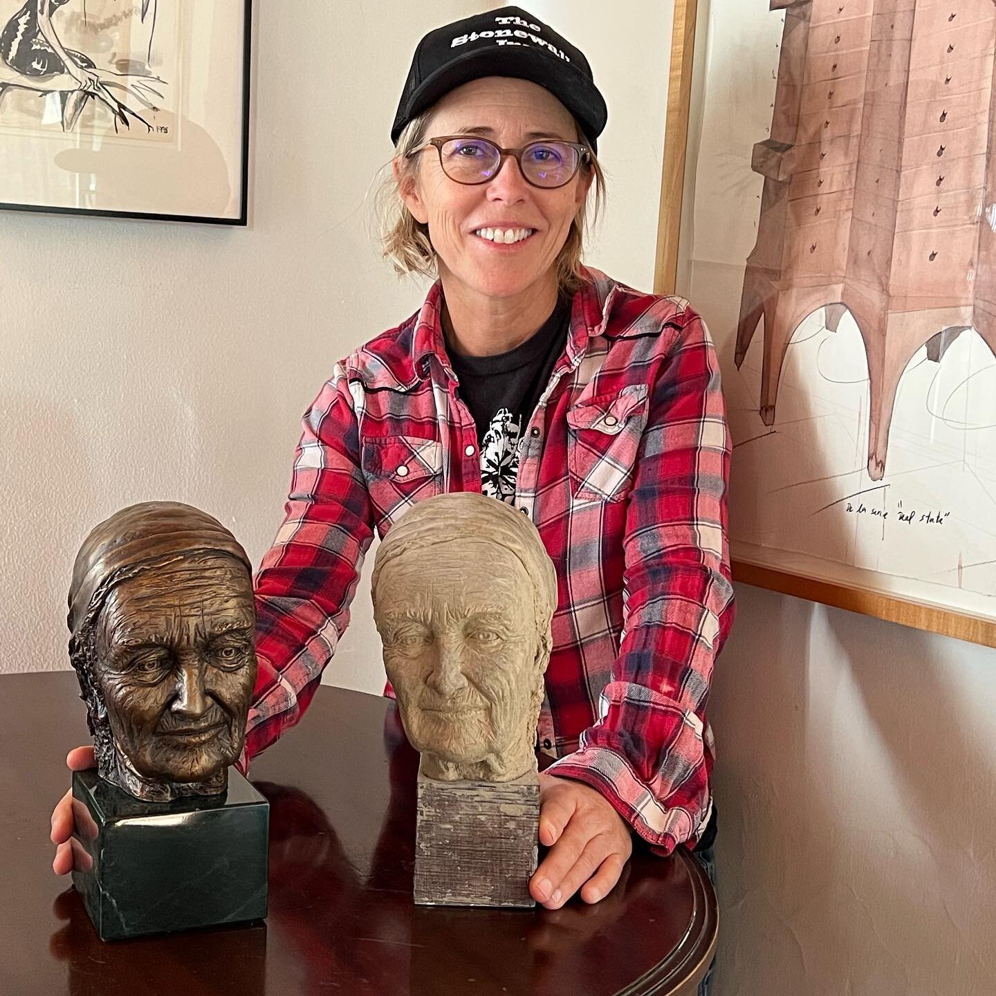 TBT to bringing the bronze casting of my mom&rsquo;s bust home. Here the bronze sits with the original clay portrait I sculpted. 

Mormor lives on the piano now, the same one she played most evenings of my childhood and beyond.

I miss her every day.