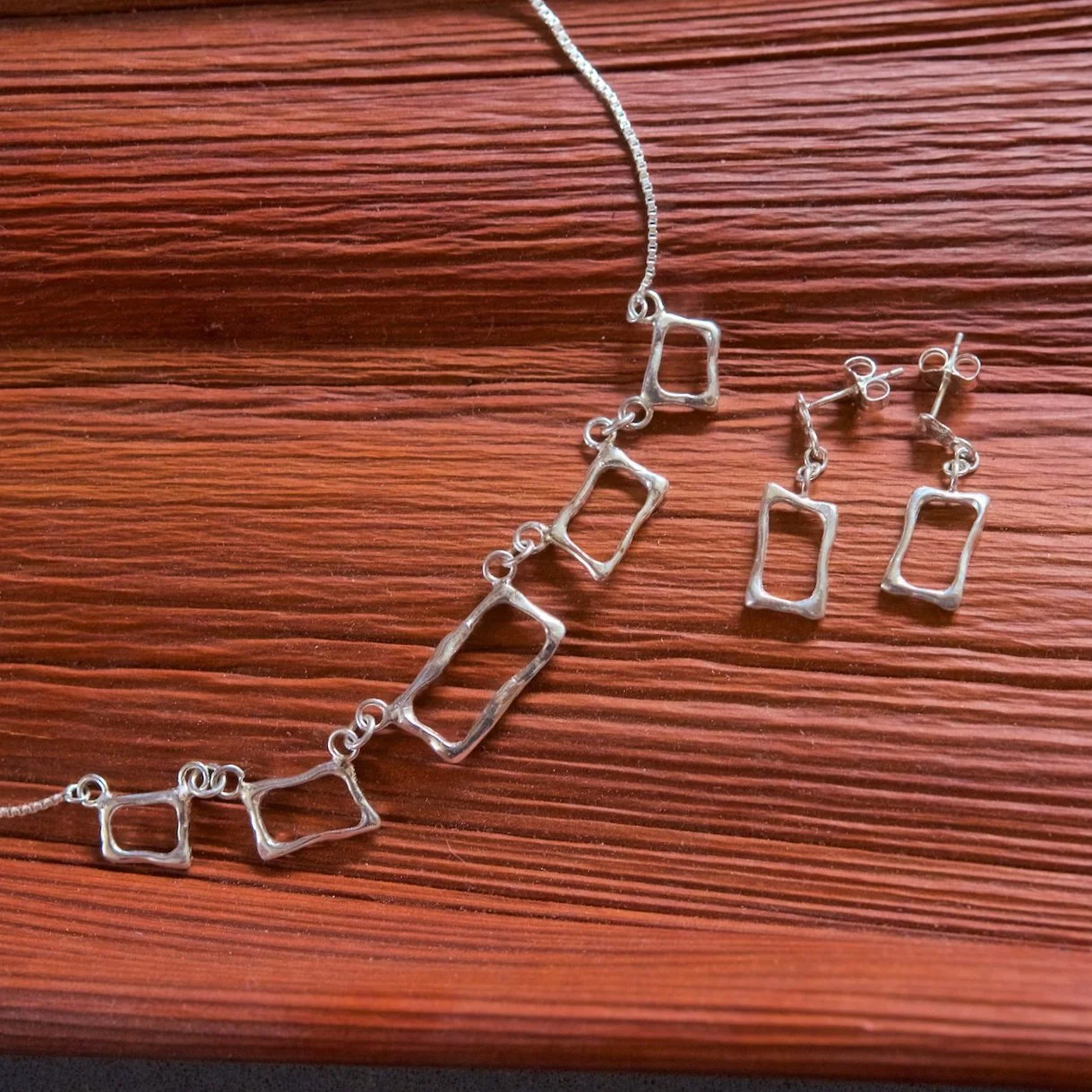 Linked, drop earrings