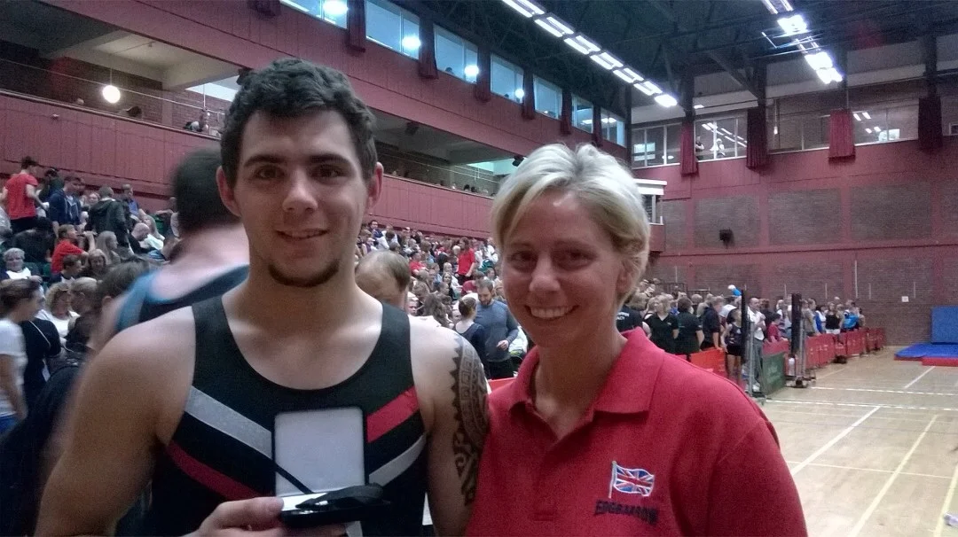 Silver medalist James with his DMT coach Kylie Walker