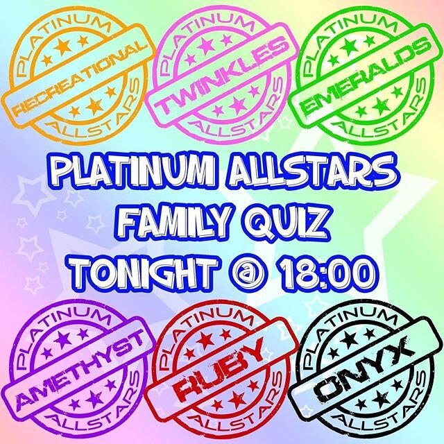 🤩Wacky Wednesday Family Quiz🤩
10/06/2020  18:00
All family members are welcome to join in, be that parents, brothers, sisters or anyone you live with!

Zoom link available on the the club stretch page!

#PlatinumFamily #PlatinumAllstars #WokinghamC