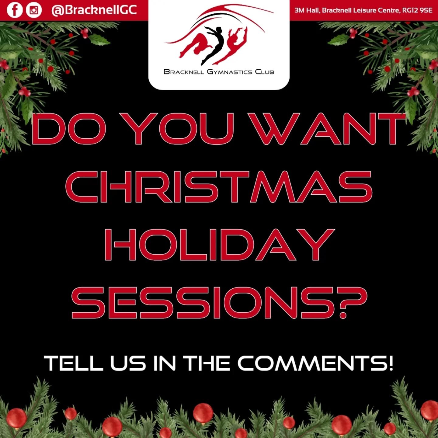 🎄Shall we run some pay as you go sessions during the Christmas break? 🎅 Do you fancy some toddler Stay &amp; Play sessions, or squad level Open Gym time? Something for teens? Something in between?

👀  What age? Which dates? What times? 🤔 Let us k