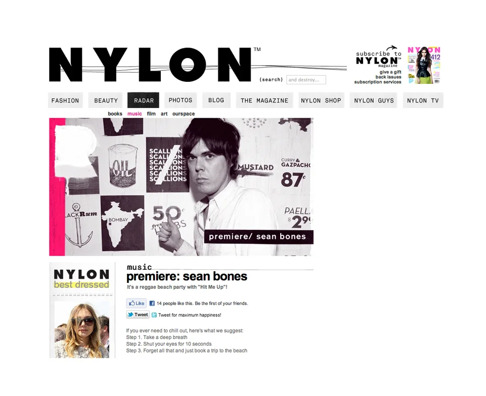Sean Bones, Nylon, February, 2012