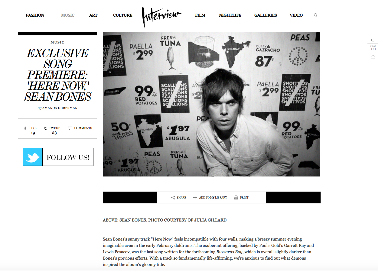 Sean Bones, Interview, March 2012