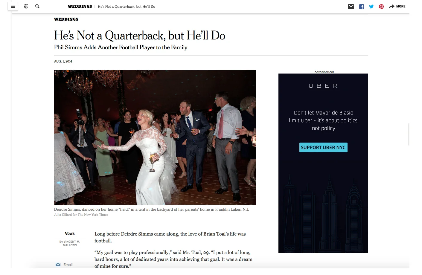 Vows , The New York Times, August 2014