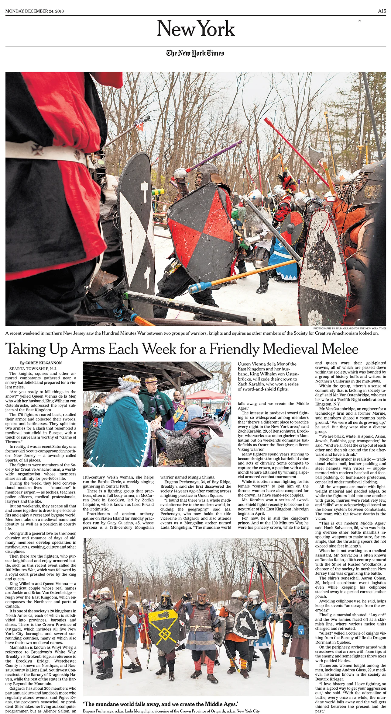 The Society for Creative Anachronism The New York Times, December 24, 2018