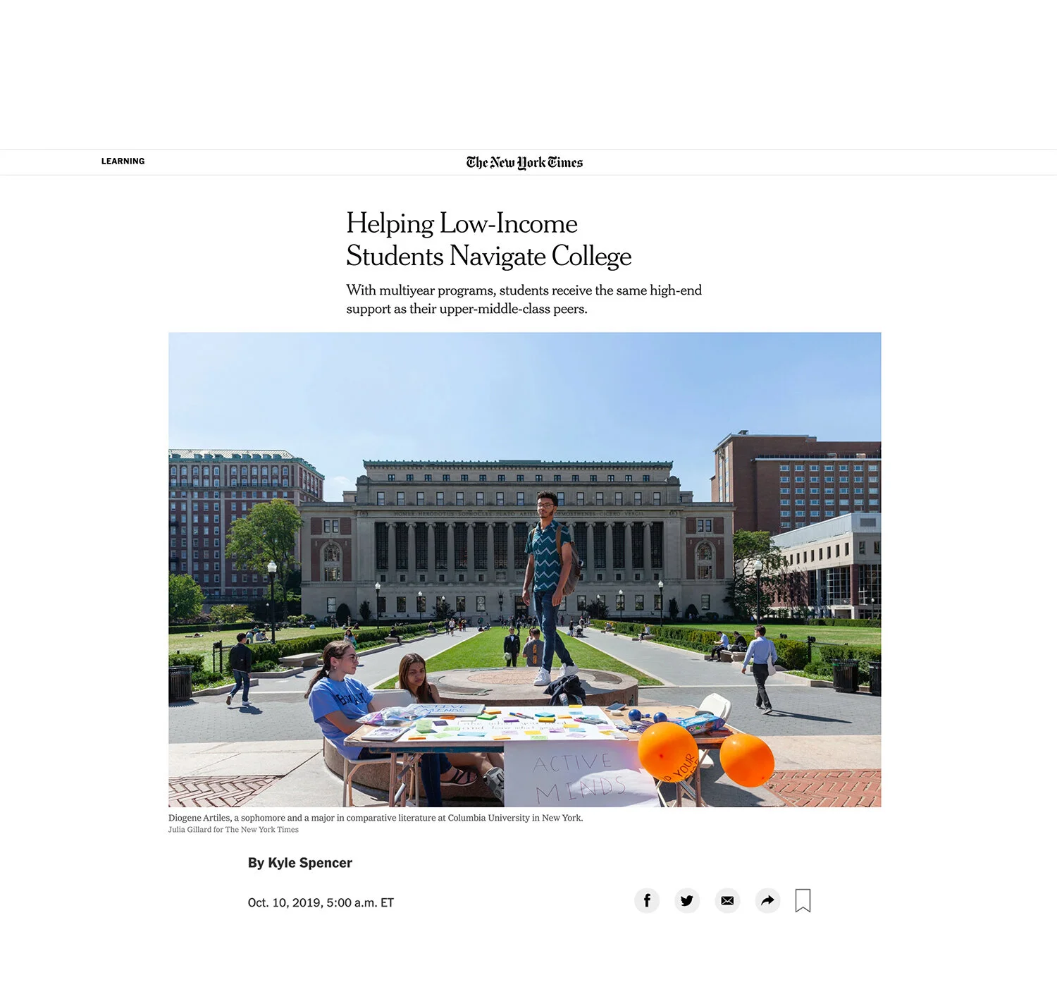 Helping Low-Income Students Navigate Colleg e The New York Times - October 10, 2019