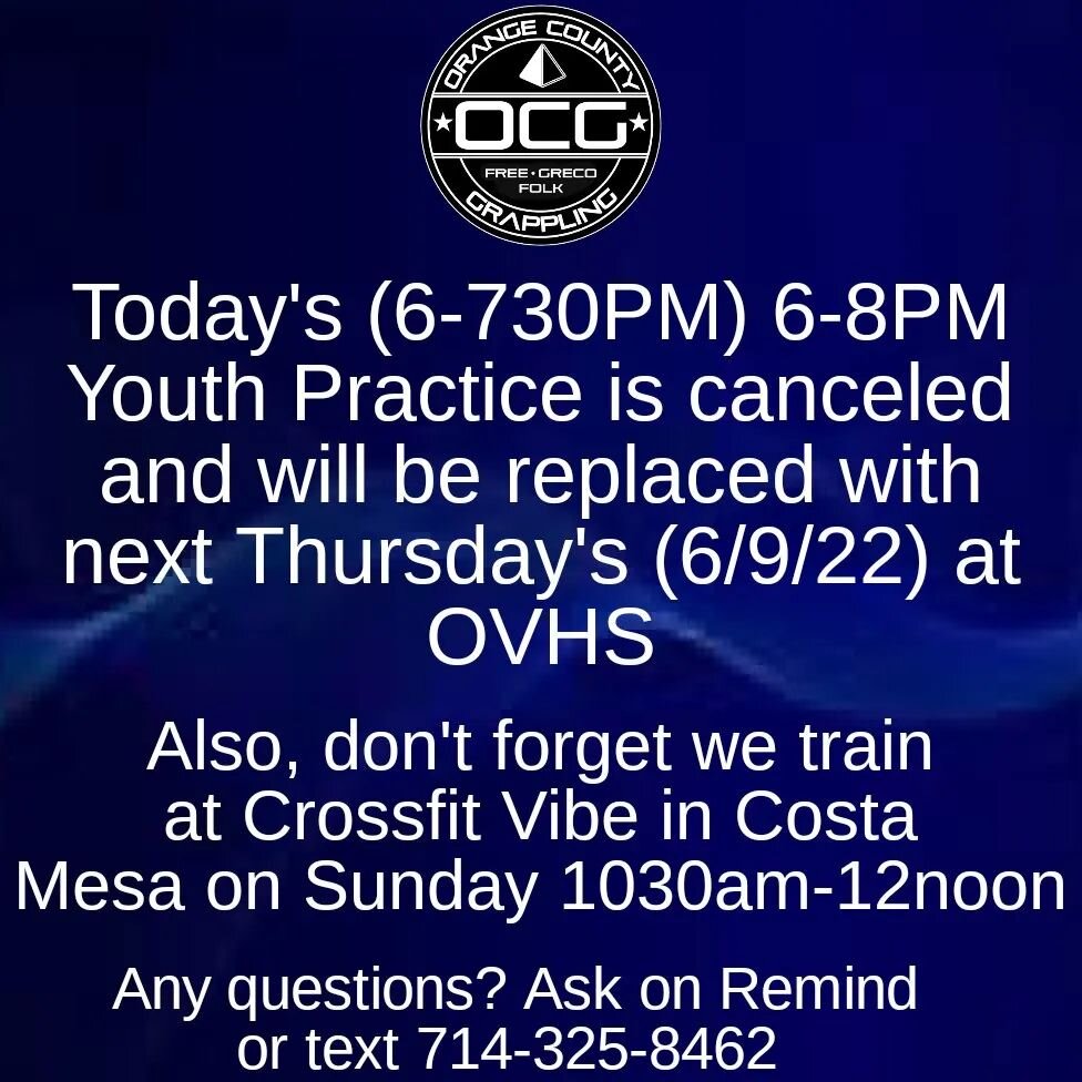 It is what it is.

We have to cancel today, but are replacing it with an additional practice on Thursday 6/9.