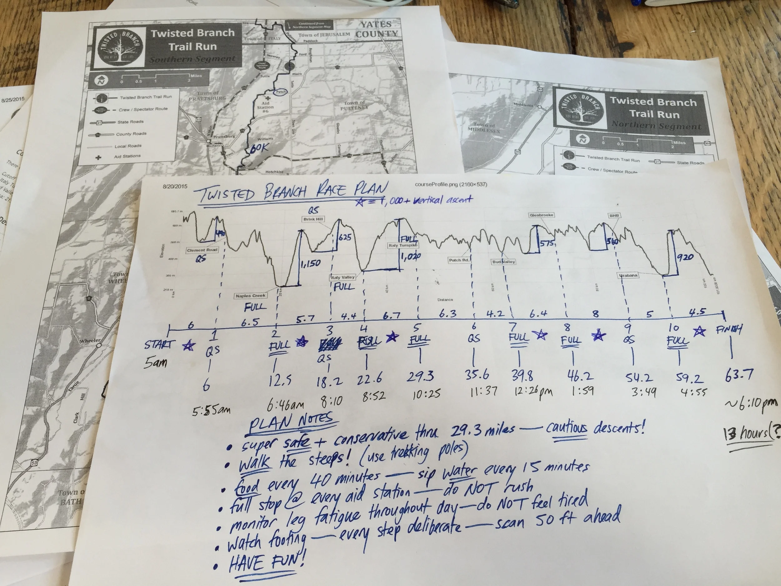 My Twisted Branch race plan.
