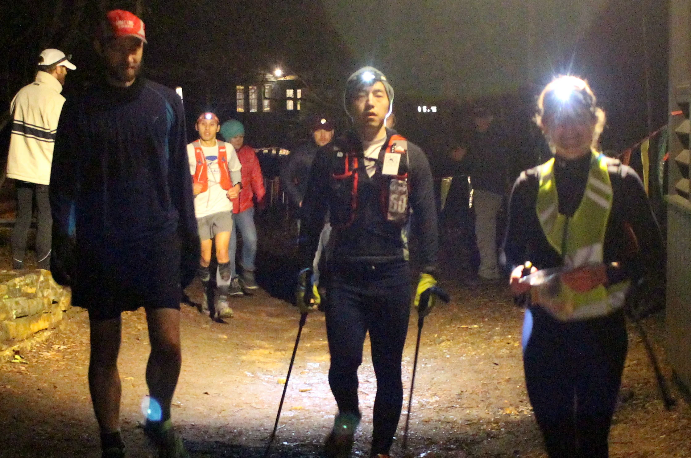This is how I looked at mile 80, after fighting off the chills on the previous lap with Julie (she looks much happier).
