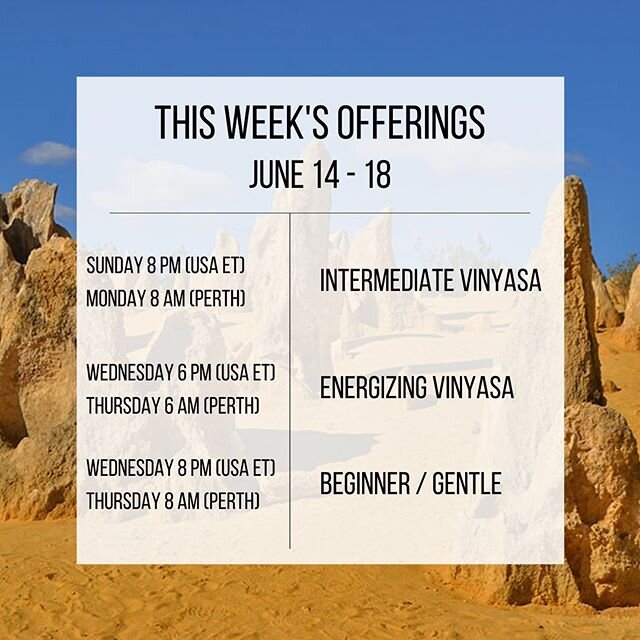 Here&rsquo;s your yoga for the week! 
These classes are on Zoom.  To receive the link and password, transfer the exchange one of two ways:

Paypal:  ericschwarzyoga@gmail.com
Venmo:  Eric-Schwarz-2

Include in the notes which class this is for (inter