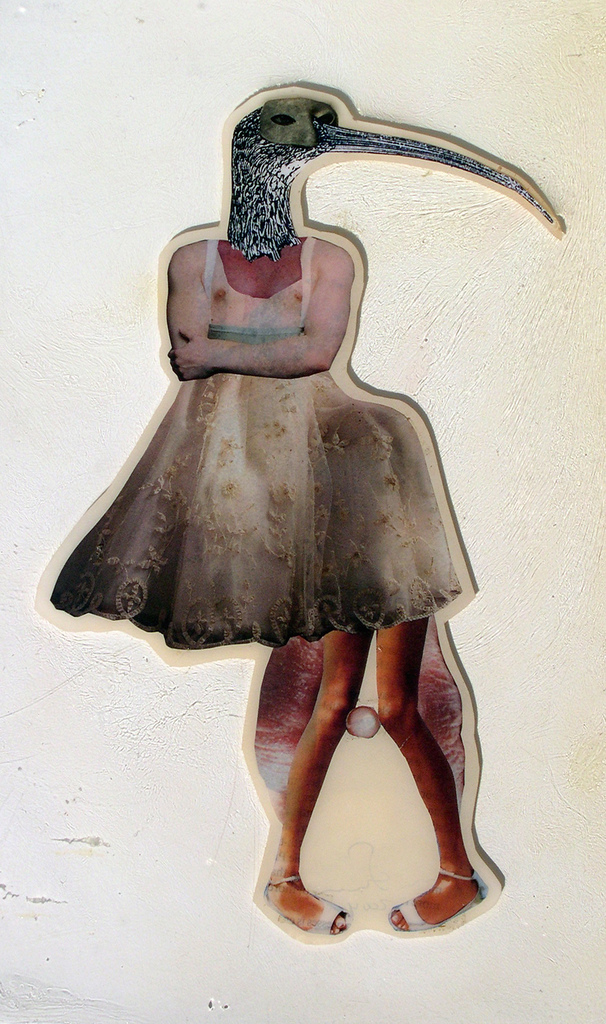   A Little Awkward ,&nbsp;2004,&nbsp;Self-produced photographs and appropriated printed materials cast in plastic resin. 7.25 X 11.5” 