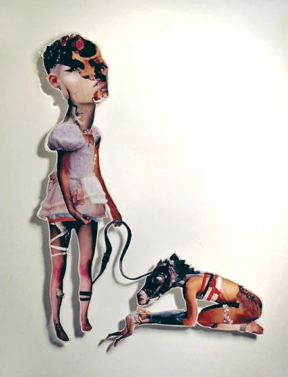 Child Bride Makes Friends with Her Shadow (original study) , 2009, Hand-cut and assembled photographs and found images, cast in plastic resin, 20 X 24"