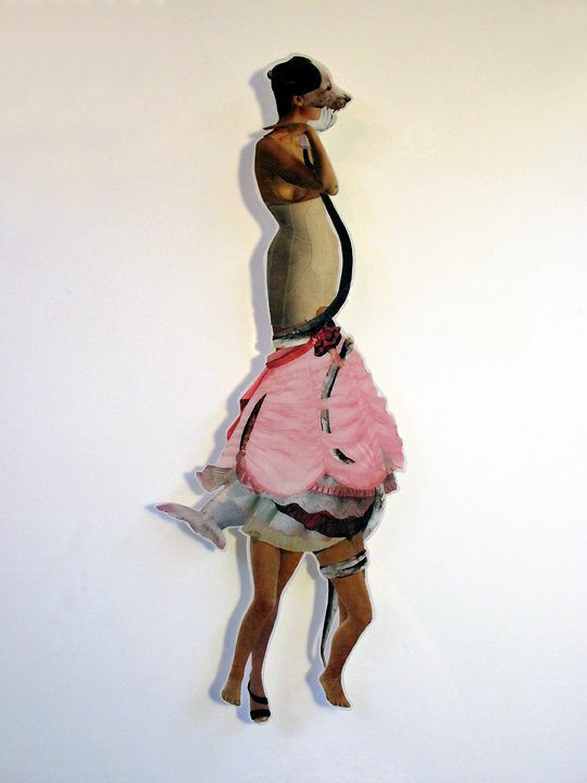 Constrictor, 2010, Hand-cut and assembled photographs and found images, cast in plastic resin. Framed. 16 x 20"