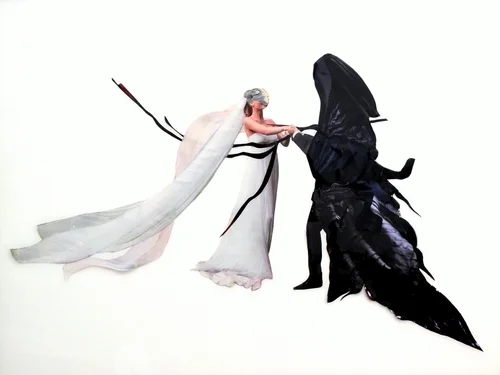 Bride to Be Series (1 of 3), 2015, Hand-cut and assembled photographs and found images, cast in plastic resin, 20 x 26”