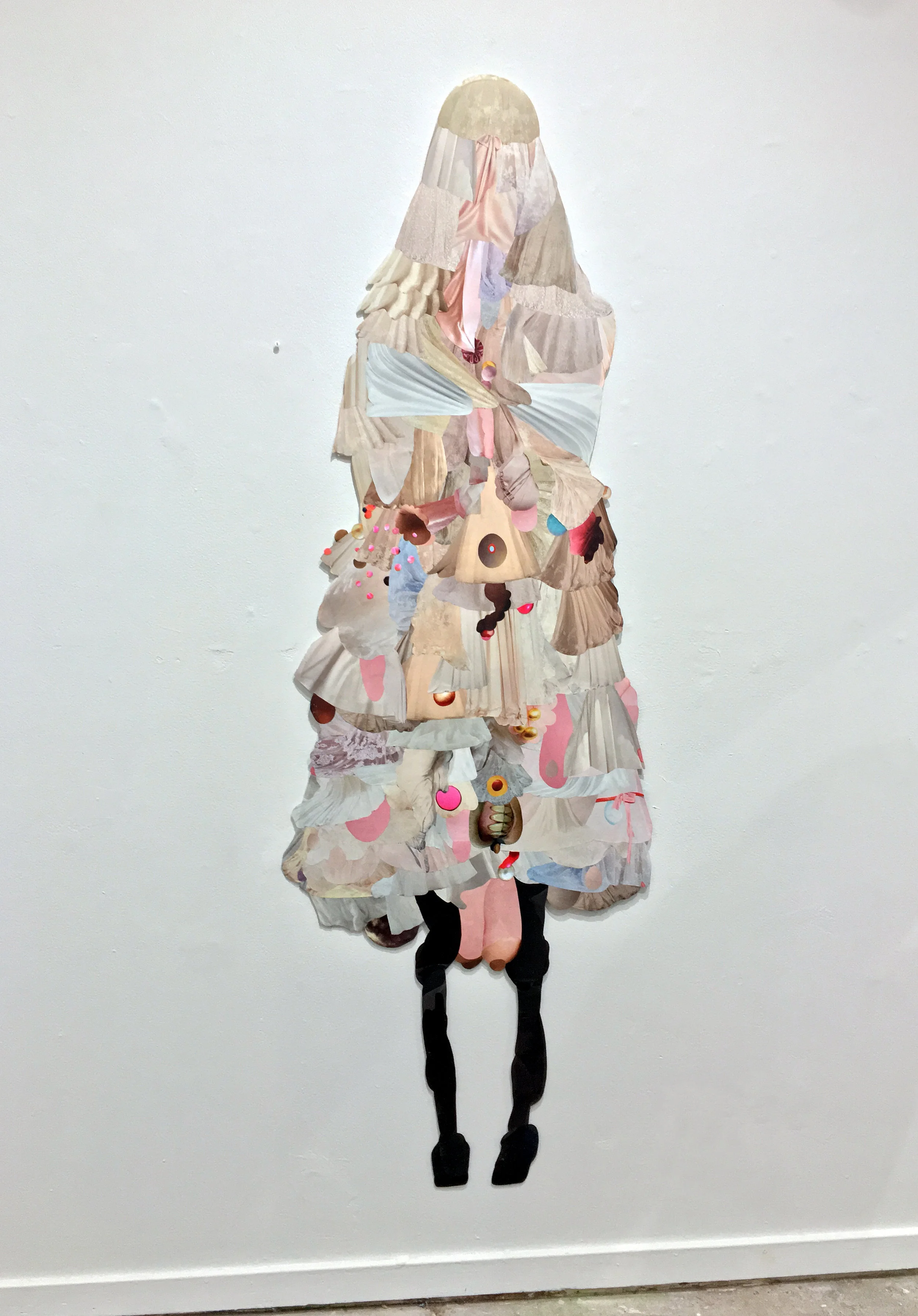 Myself on the Wall , Made from Images of You , 2018, Found images, photographs, pigments, board, 24 x 62”