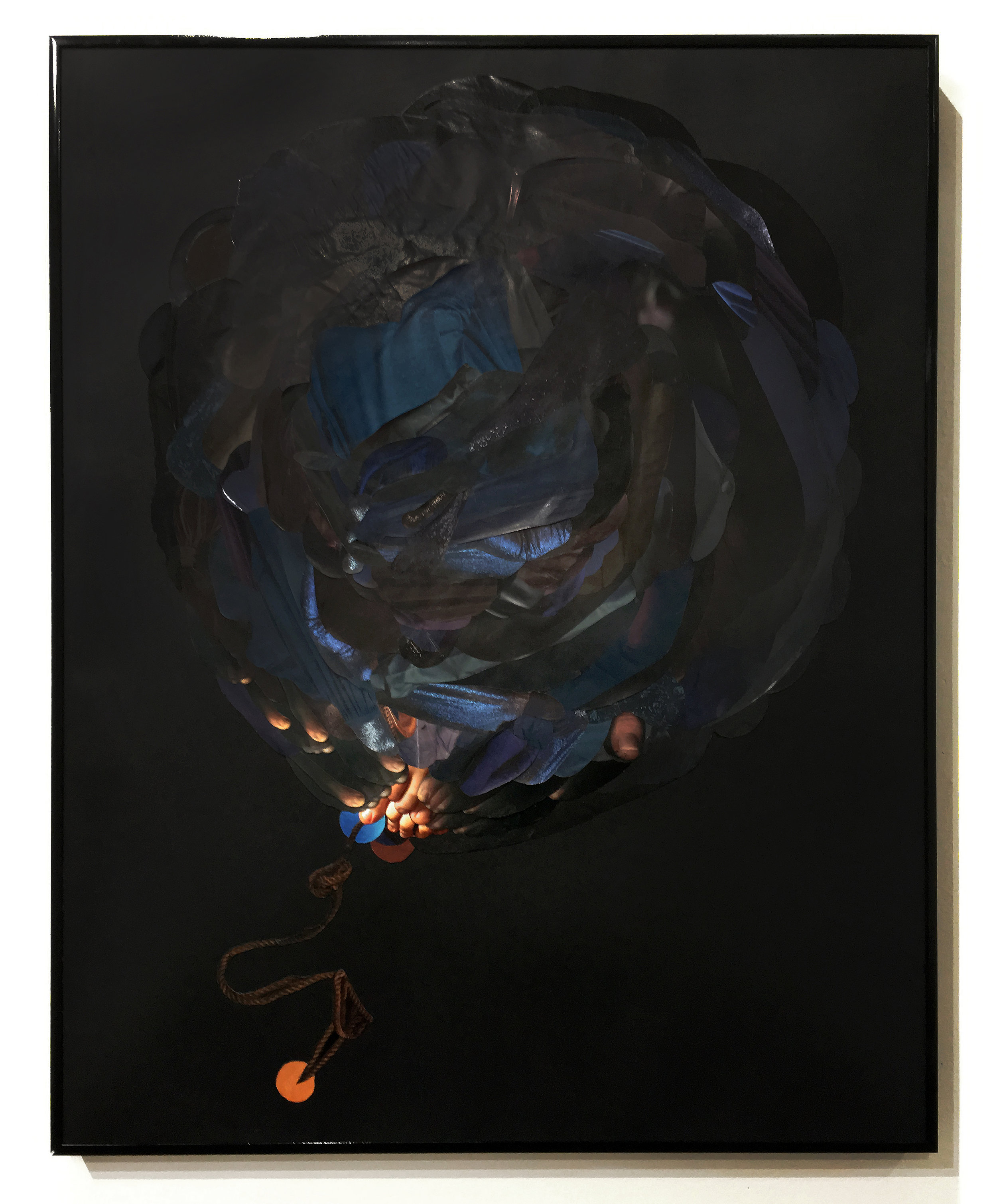   Blue Black, Balloon , 2018, Found images, photographs, pigments, paper, 24 x 30” 