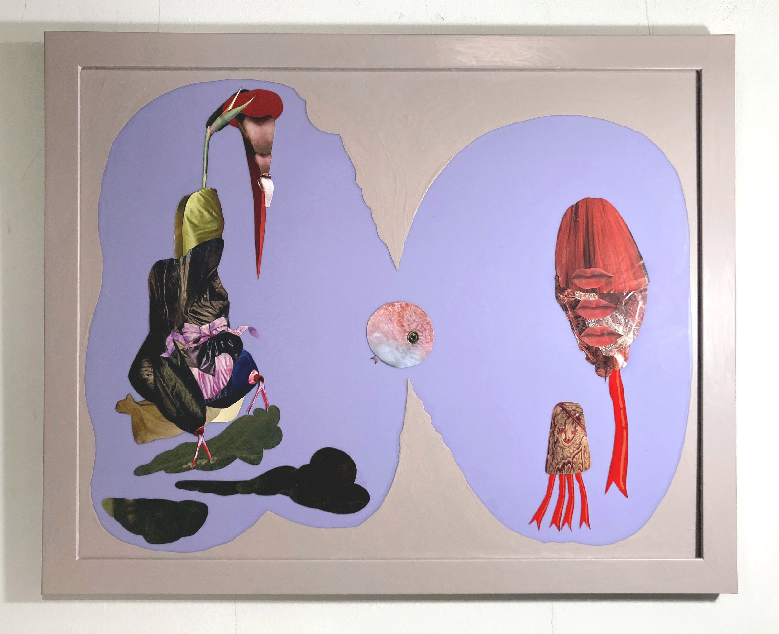   Monstrilio , 2026, Hand cut and assembled photographs and found images, plexiglass, house paint, varnish, 24.5x30.5" &nbsp; 