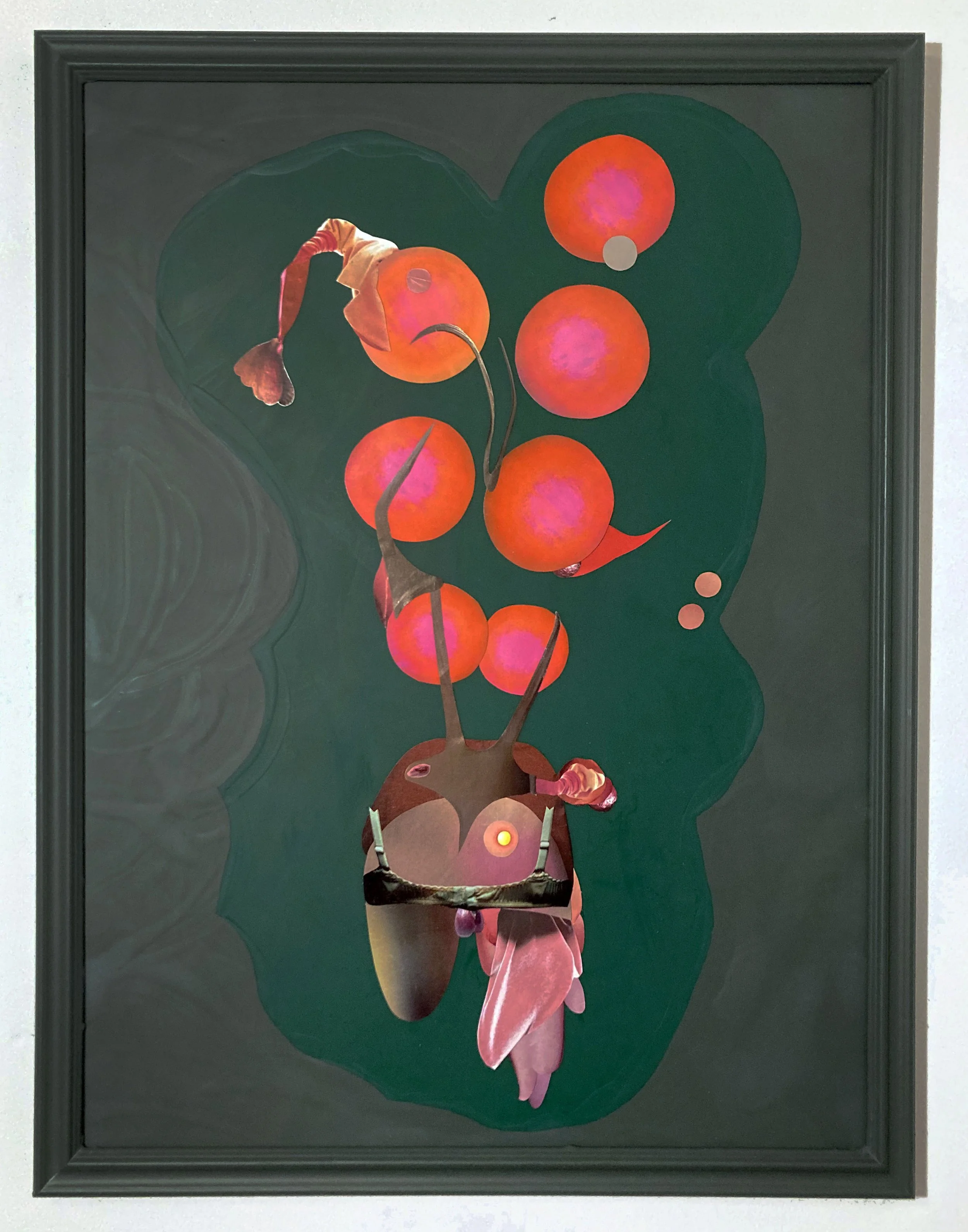   Sweetness,&nbsp; 2026, Hand cut and assembled photographs and found images,&nbsp;plexiglass, house paint, glue, tape, wood frame, varnish, 16x20"h 
