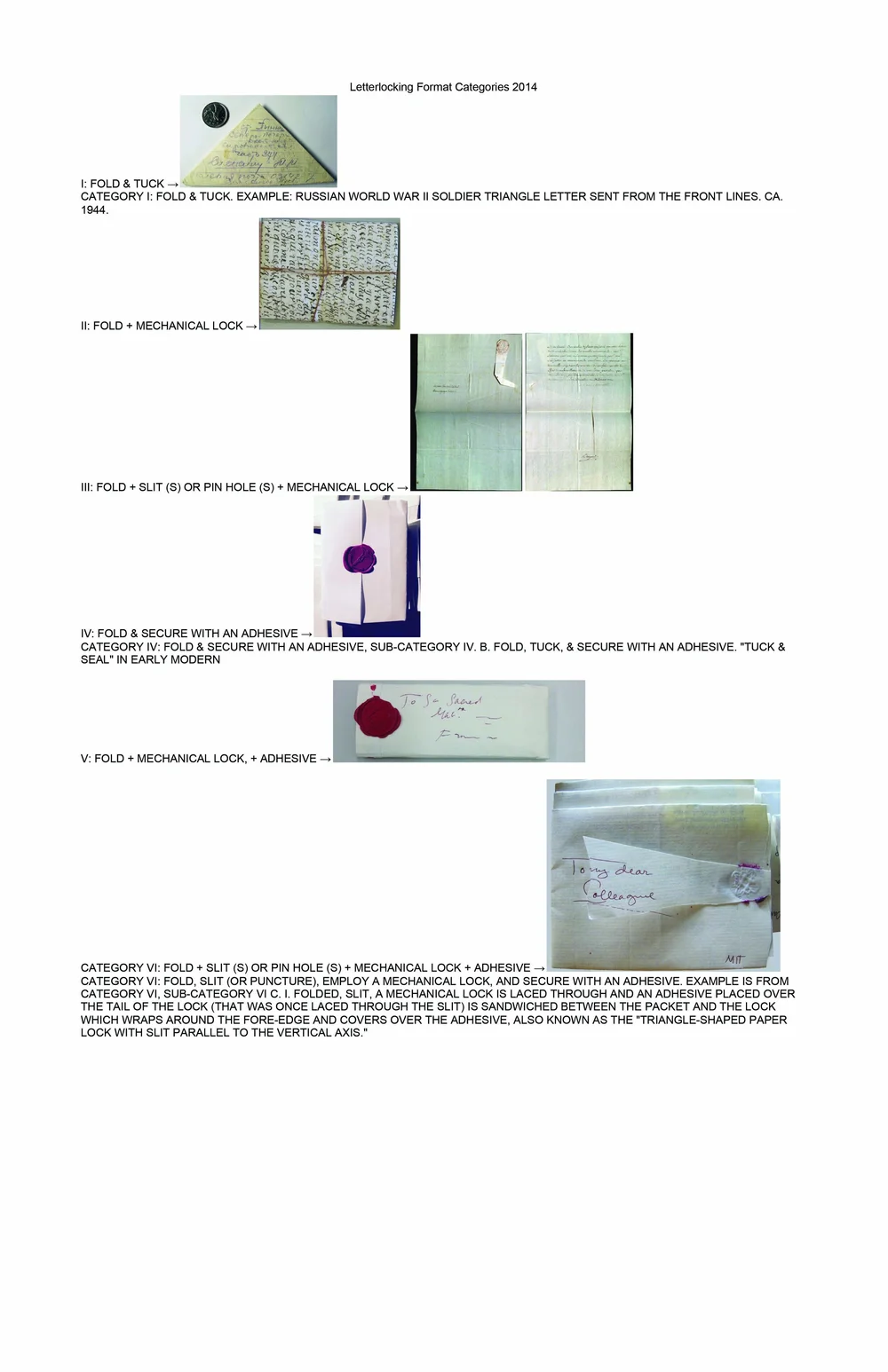 Letterlocking : Categories