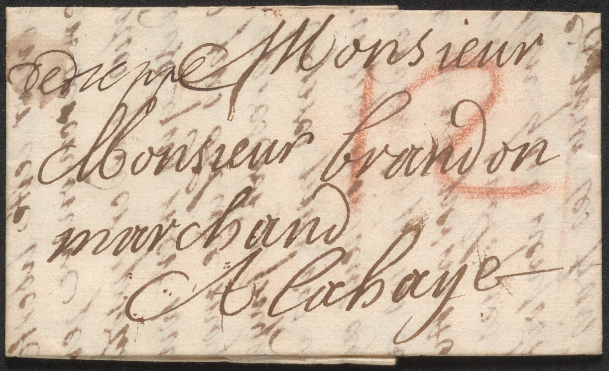     No address    Many senders indicated only the city, expecting the post office to track down people like “Monsieur Brandon, merchant in The Hague.” That was no easy feat in a town with around 30,000 inhabitants.   No wonder that this letter has sc