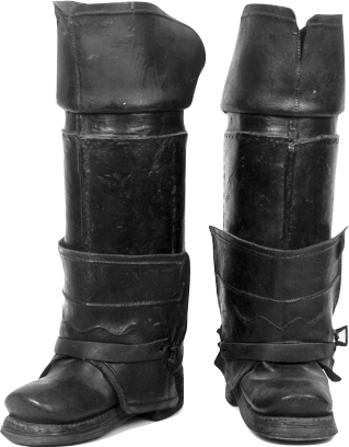 The postal horn announced the postman’s arrival. A pair of boots protected his feet and legs while carrying the letter-bags on horseback.