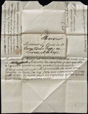 Inserted objects DB-1820. Many of the letters in the Brienne Collection have one or more letters enclosed within. The letter enclosed in this example remains sealed shut.