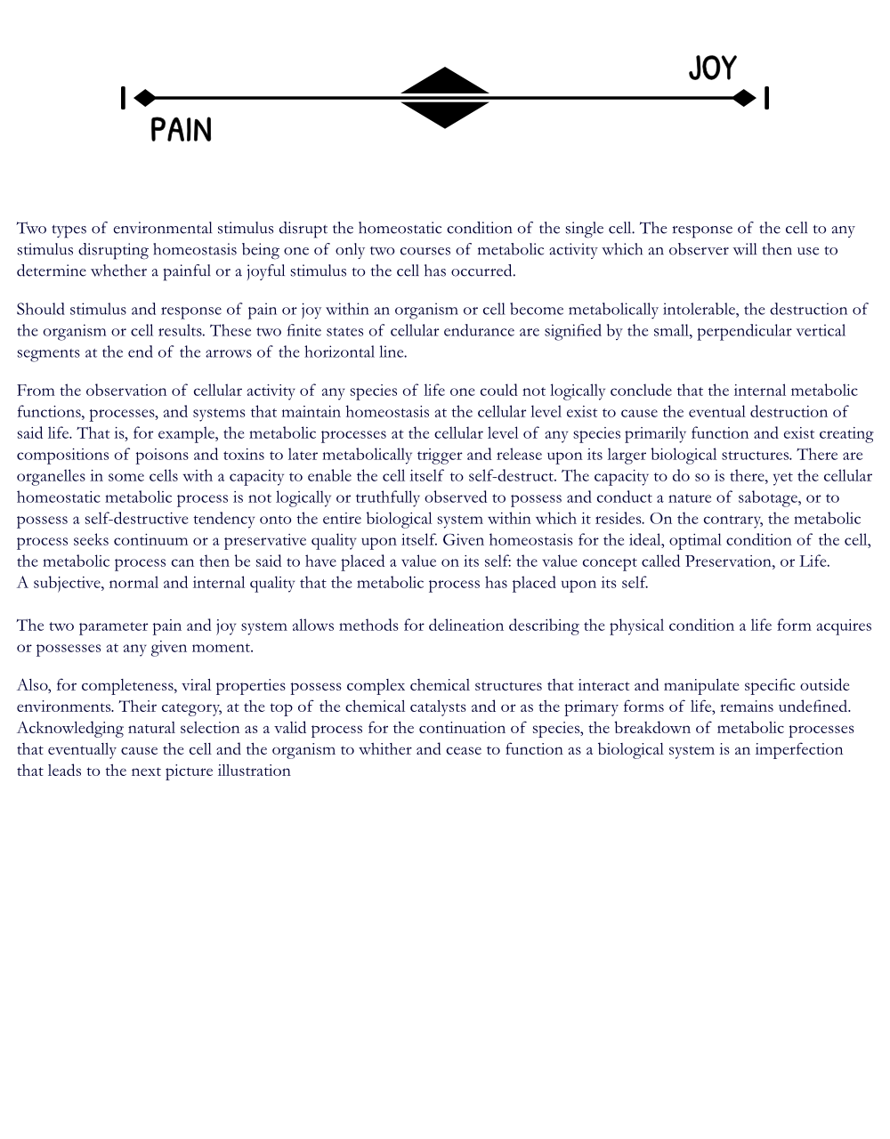Metaphysical parameters Pain and Joy Govern Homeostasis