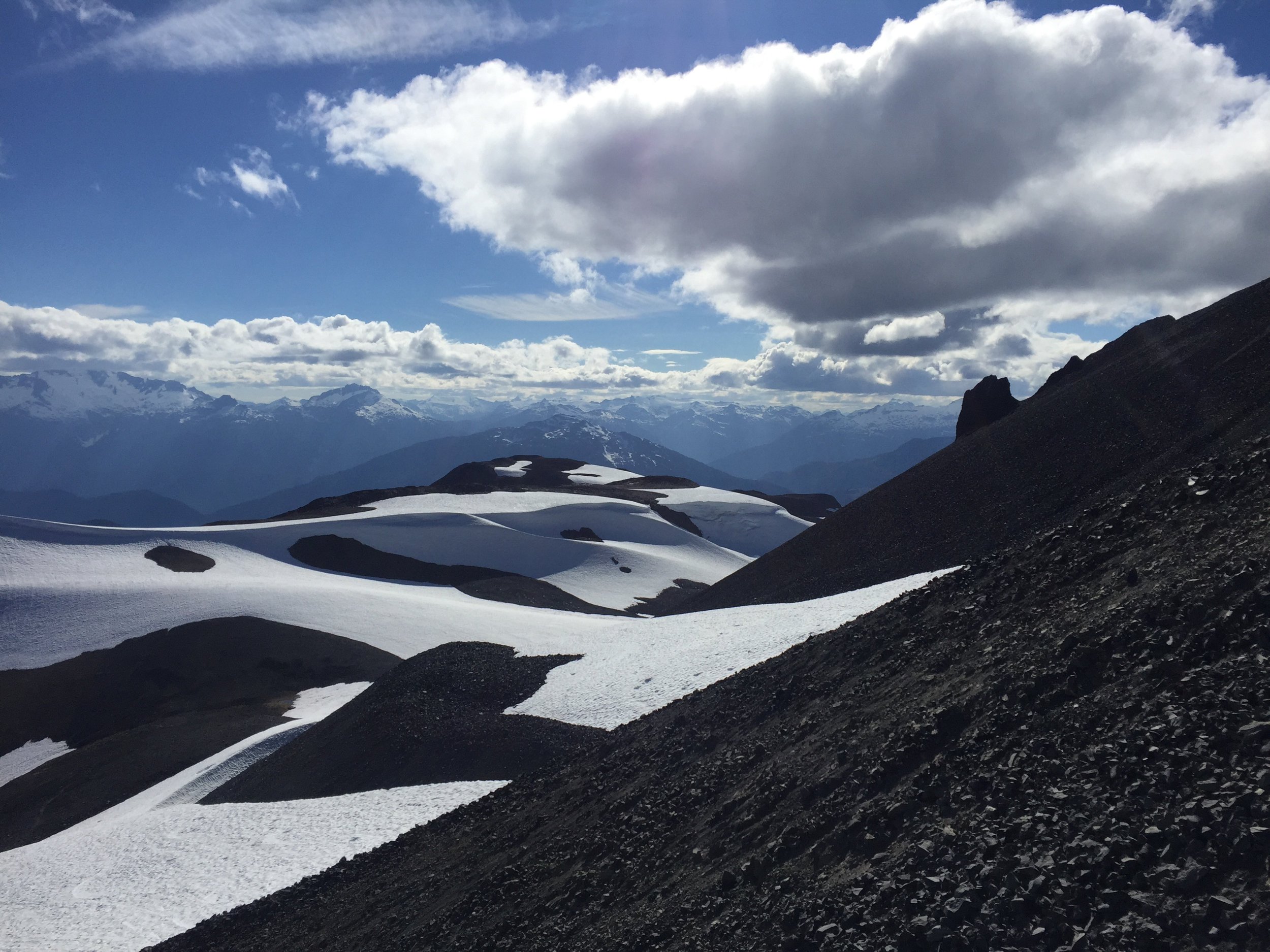 Climbing this scree slope was tough. Two steps forward, sliding one back. 