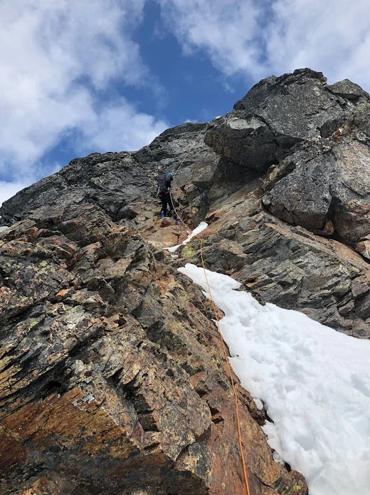 Rappelling down from the summit (thanks for the photo, Ty!).